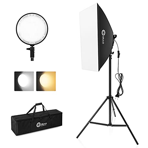 OMBAR Softbox Set, Foto Zweifarbige Dimmbare Softboxen,professionelle Fotografie mit 50×70cm 45W LED-Lichtkopf und 2 Lichtstativ für Studio-Porträts Videoaufnahmen,...