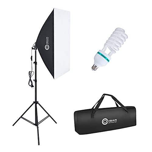 OMBAR Softbox Set Fotostudio 50×70cm, professionelle Fotografie mit 135 W 5500K E27-Tageslichtlampe und Tragetasche für Studio-Porträts Videoaufnahmen, Modefotos. (50x70cm...