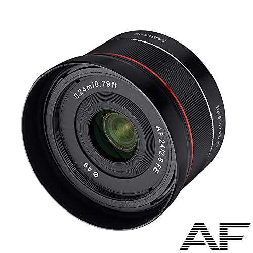 Samyang AF 24mm F2,8 FE für Sony E Vollformat & APS-C Objektiv I Pancake Weitwinkelobjektiv mit 82,1° Bildwinkel & schnellem Autofokus I Festbrennweite für Sony E Mount...