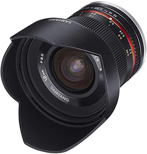 Samyang 12mm F2.0 MFT schwarz - Weitwinkel Festbrennweite für Micro Four Thirds Anschluss, manueller Fokus, für APS-C Kamera Olympus OM-D E-M1 III, Pen E PL10, OM-D E-M5...