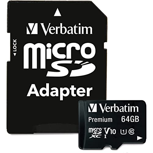Verbatim Premium microSDXC Speicherkarte inkl. Adapter I 64 GB I schwarz I SD Karte für Full-HD Videoaufnahmen I wasserabweisend & stoßfest I SD Speicherkarte für Kamera...