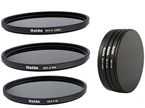 HAIDA Neutral Graufilter Set 82mm bestehend aus ND8x, ND64x, ND1000x Filtern - inkl. Stack Cap Filtercontainer + Pro Lens Cap mit Innengriff