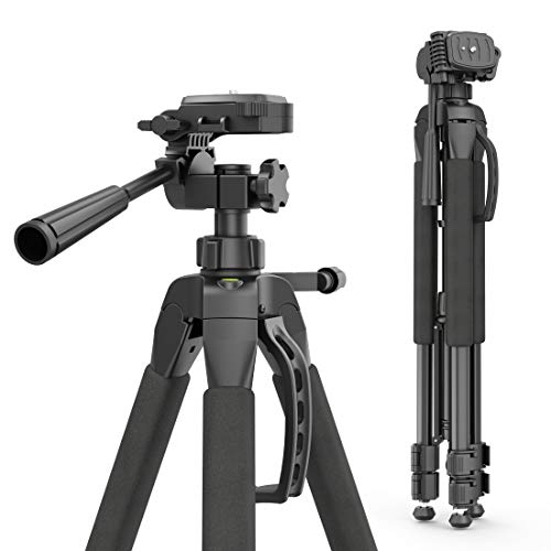 Hama Kamera Stativ Action 165 3D (Tripod mit 61–165cm Höhe, leichtes Fotostativ mit 3-Wege-Kopf, Dreibeinstativ mit Spikes, Kamerastativ passend für Canon Nikon Sony...