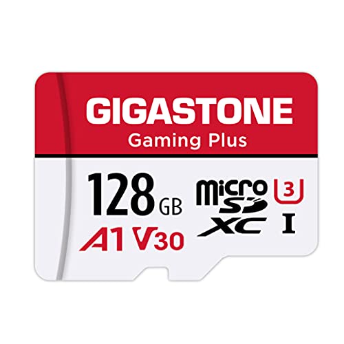 Gigastone Gaming Plus Micro SD Karte 128 GB + SD Adapter, Kompatibel mit Switch, SD Karte Lesegeschwindigkeit bis zu 100MB/s. MicroSDXC Speicherkarte UHS-I A1 U3 V30 Klasse...