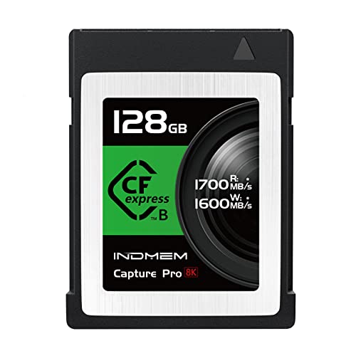 INDMEM CFexpress Type B Card 128GB, CFexpress Memory Card 1700MB/s Read 1600MB/s Write Support 8K RAW & Video Designed for The Cinematographer and Professional Photographer