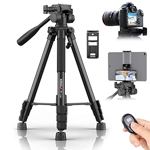 KINGJOY Kamera Stativ 152 cm Aluminium Lightweight Stativ Tragfähigkeit 5KG kompatibel mit Canon Nikon DSLR Smartphone Tablet mit Fernbedienung Handyhalter und Tragetasche