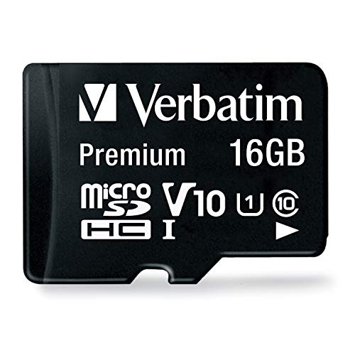 Verbatim Premium microSDHC Speicherkarte inkl. Adapter I 16 GB I schwarz I SD Karte für Full-HD Videoaufnahmen I wasserabweisend & stoßfest I SD Speicherkarte für Kamera...