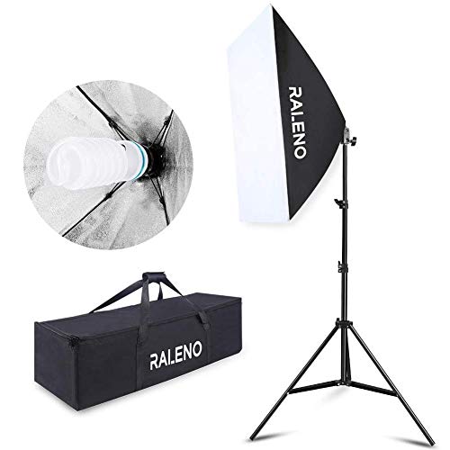 RALENO Softbox, 50x70 cm Videobeleuchtung, 85W CFL 5500K Glühbirne, geeignet für Studioleuchten, Portraitfotografie und YouTube-Videos, Fotobeleuchtung mit verstellbarem...