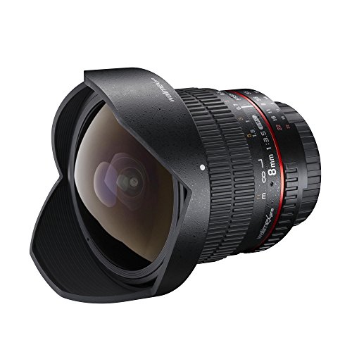 Walimex Pro 8 mm f1:3,5 Festbrennweite manueller Fokus Ultraweitwinkelobjektiv (geeignet für Canon EF Mount Kamera Objektiv für Systemkamera Canon EOS 1200D 5D 80D 1D Mark...