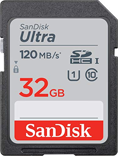 SanDisk Ultra 32 GB SDHC-Speicherkarte, bis zu 120 MB/Sek., Class 10, UHS-I, V10