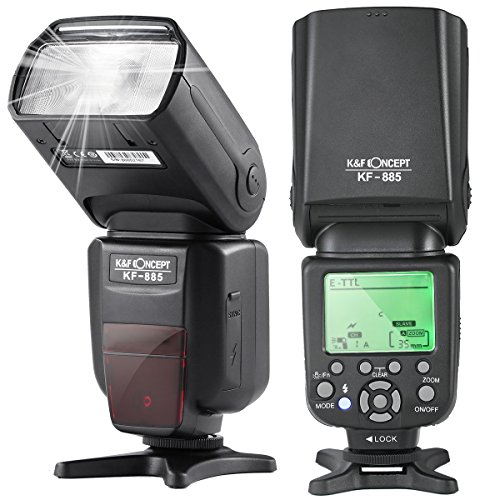 K&F Concept® TTL KF-885 Universal Blitz Blitzgerät Blitzlicht für Canon und Nikon Kamera mit HSS 1/8000s Masterblitzfunktion Leitzahl 58